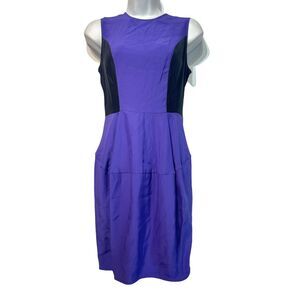 Elizabeth and James Women’s Size 0 Purple Black Silk ColorBlock Sheath Dress